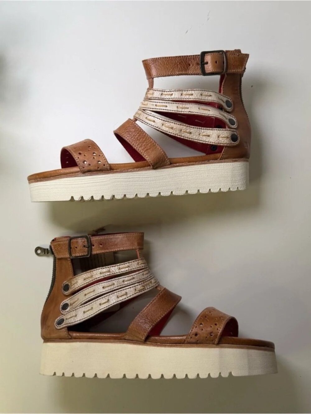 Bed|Stü Artemia Platform Leather Sandal In Tan Rustic Nectar Lux Womens Size 7.5